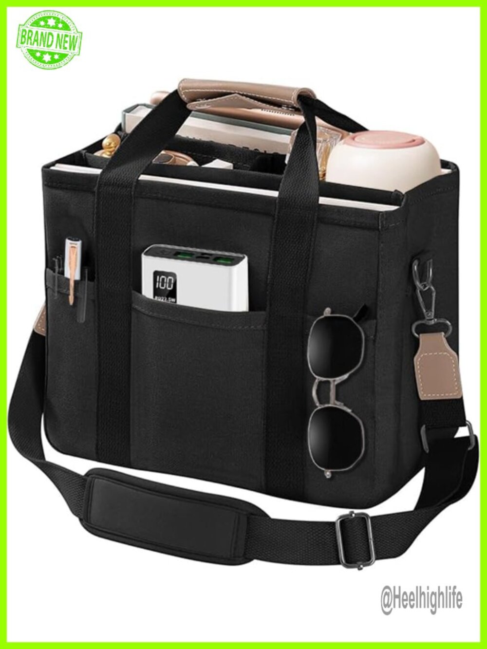 Canvas Multi-Pocket Tote Bag Large Capacity Shoulder Crossbody Handbag